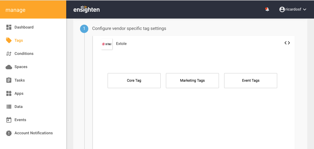 Screenshot showing Event Tag: The registration and conversion tag notifies Extole that events have occurred
