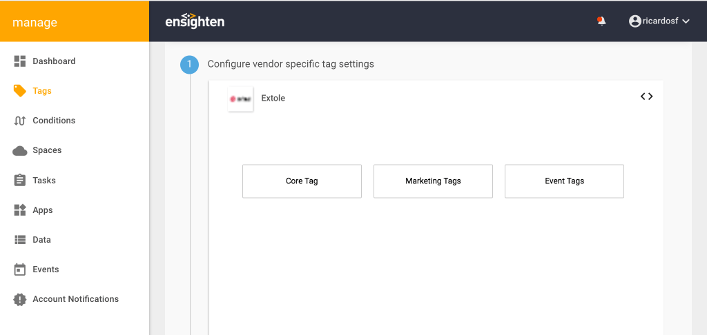 Screenshot showing Event Tag: The registration and conversion tag notifies Extole that events have occurred