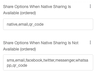 Screenshot showing If you have an Extole’s Legacy Campaign, your share channels will look like the below. Similarly to above, add the share channels you’d like enabled on...