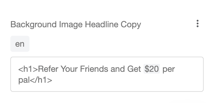 Screenshot showing > Background Image Headline Copy