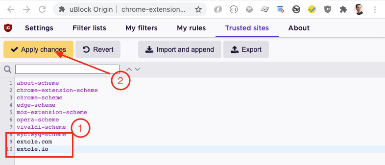 Screenshot showing Click the "Apply Changes" button