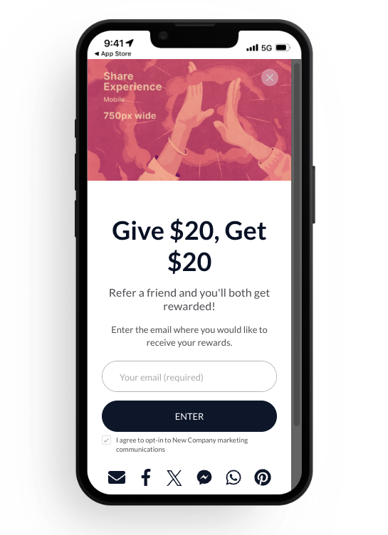 Screenshot showing Our Share Experience offers a clean and simple design ready for customization. It's all about action. For advocates, that means referring. For friends, that...