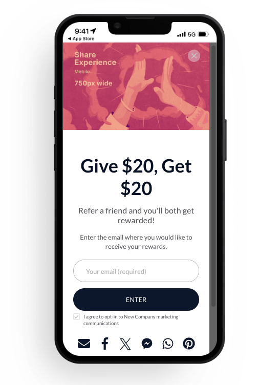 Screenshot showing Our Share Experience offers a clean and simple design ready for customization. It's all about action. For advocates, that means referring. For friends, that...
