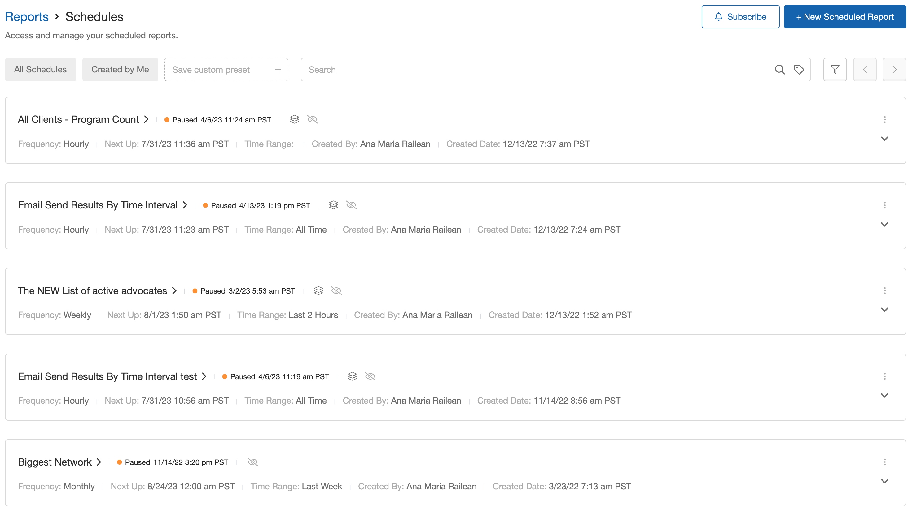 Screenshot showing You will be able to see who paused the reports (our system or another user) as well as when the reports were paused and any notes that may have been added by...