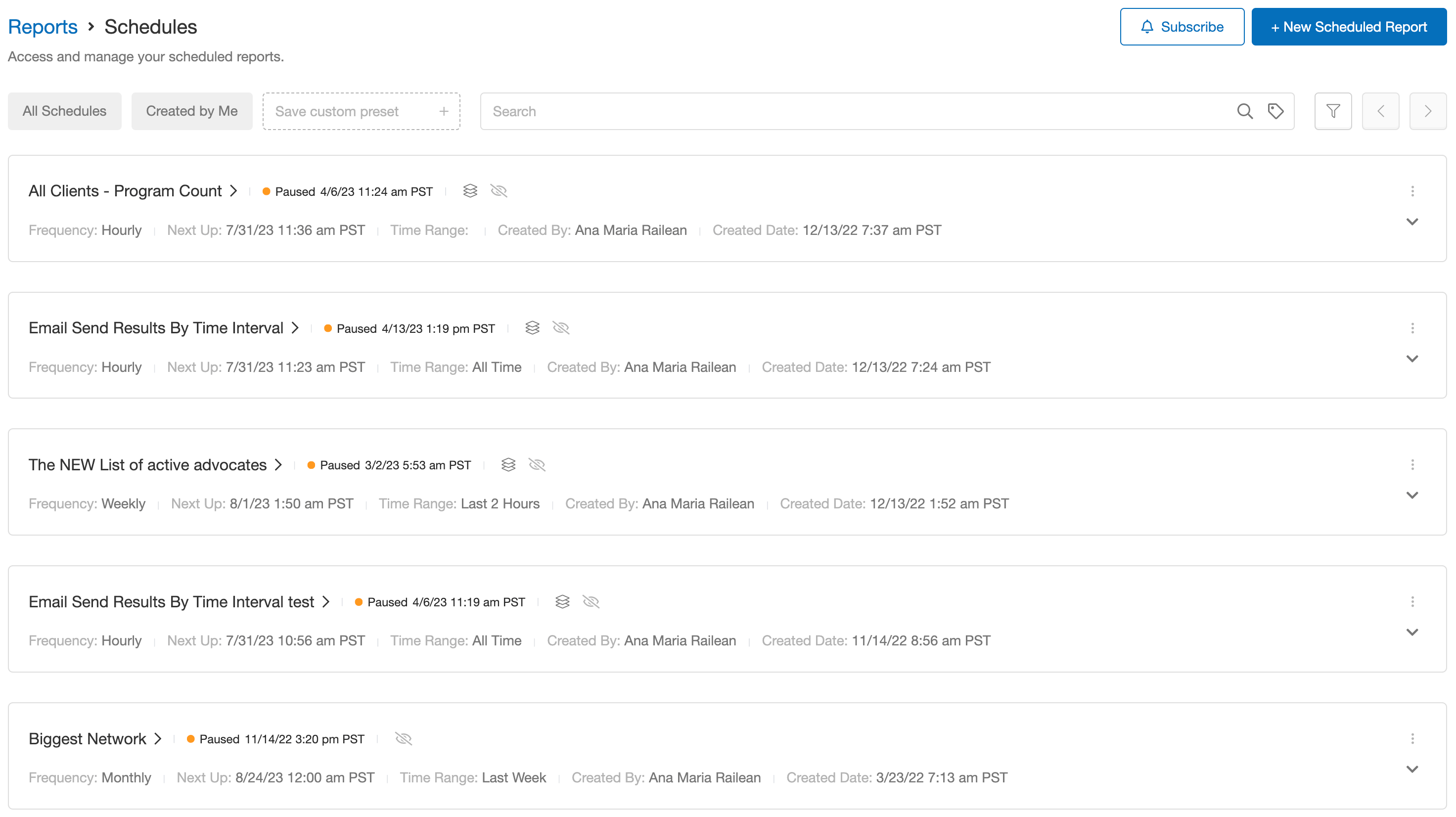 Screenshot showing You will be able to see who paused the reports (our system or another user) as well as when the reports were paused and any notes that may have been added by...