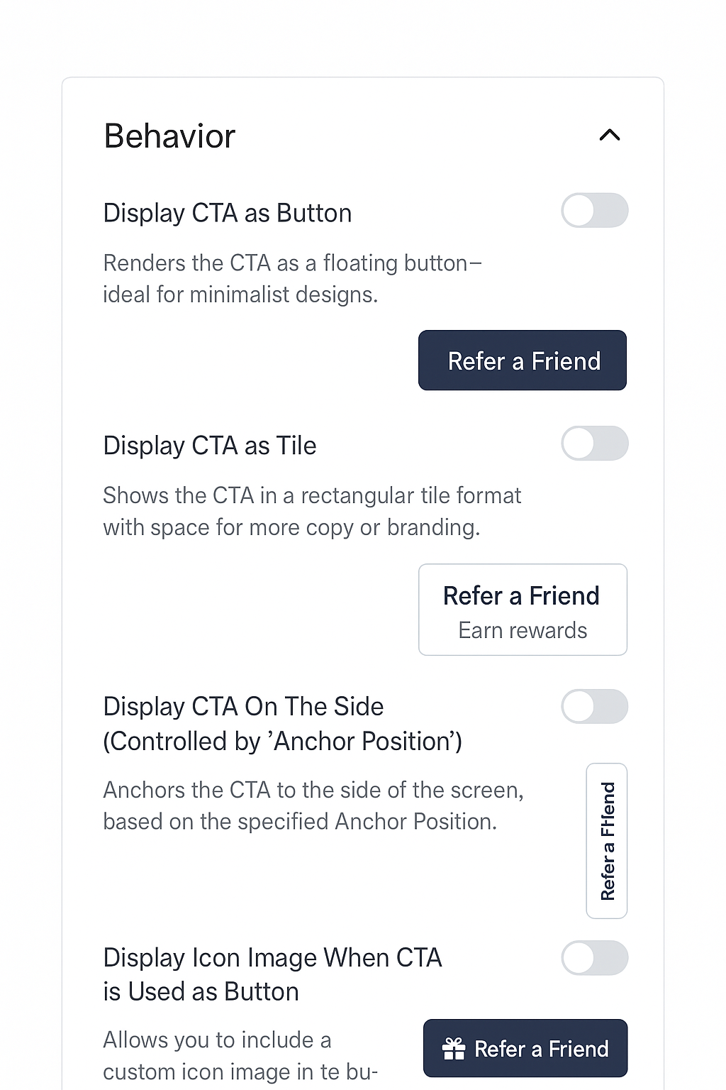 Screenshot showing Icon + Button: A button that includes a custom icon for added emphasis.
