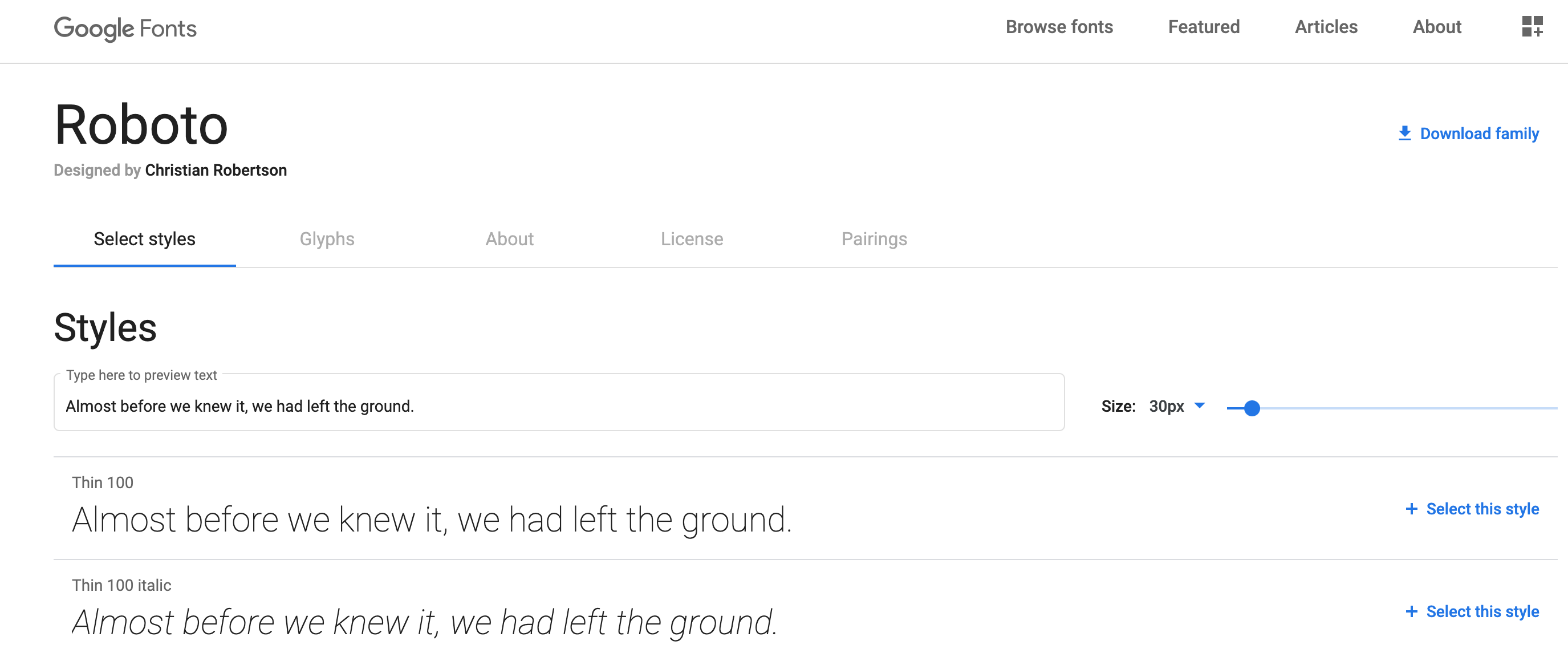 Screenshot showing Go to https://fonts.google.com/ in order to pick out the font-family for each the body font and the header font. Then click on the "+" sign next to the...