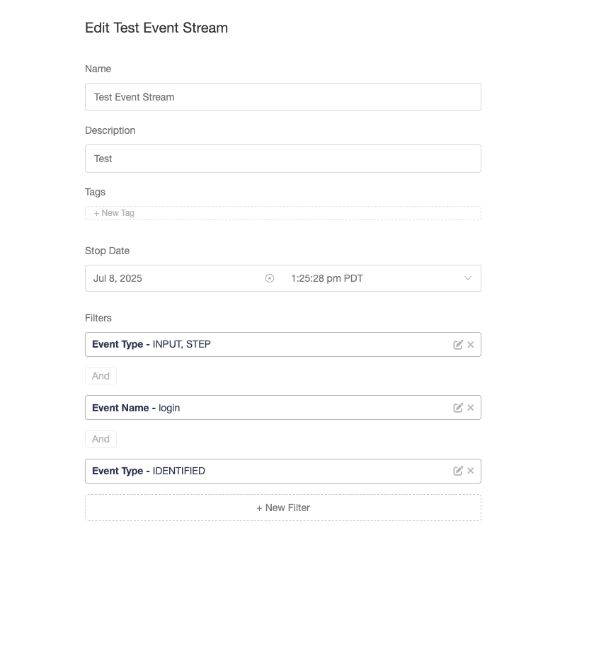 Screenshot showing | Sandbox | The name of the sandbox the event occurred in (e.g. container-test). |