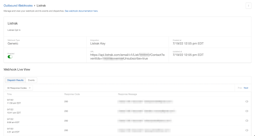 Screenshot showing Once you have created the integration key and your webhook has been configured by your team, Extole Support will test and finalize your connection. At this...