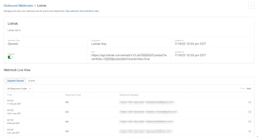 Screenshot showing Once you have created the integration key and your webhook has been configured by your team, Extole Support will test and finalize your connection. At this...