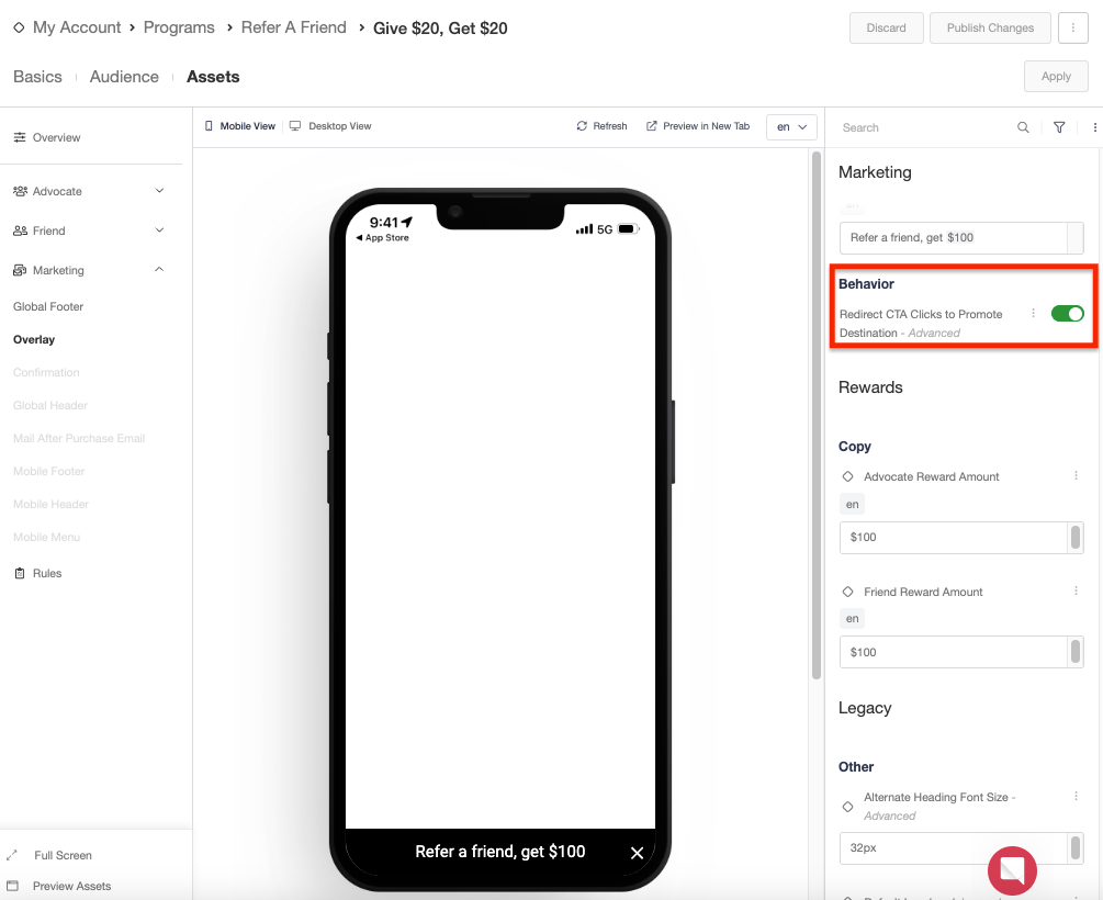 Screenshot showing Update each of your Marketing Zone CTAs to Redirect CTA Clicks to the Promote Destination