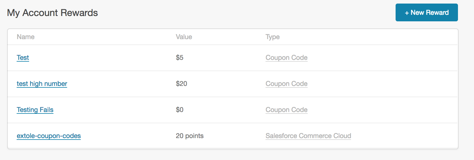 Screenshot showing Once your reward is created, you can click on either the specific coupon set or the reward type itself.