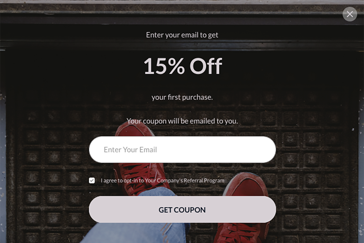 Screenshot showing The email capture popup is what prompts visitors to enter their information and opt-in to marketing emails. After the user enters their email and it passes...