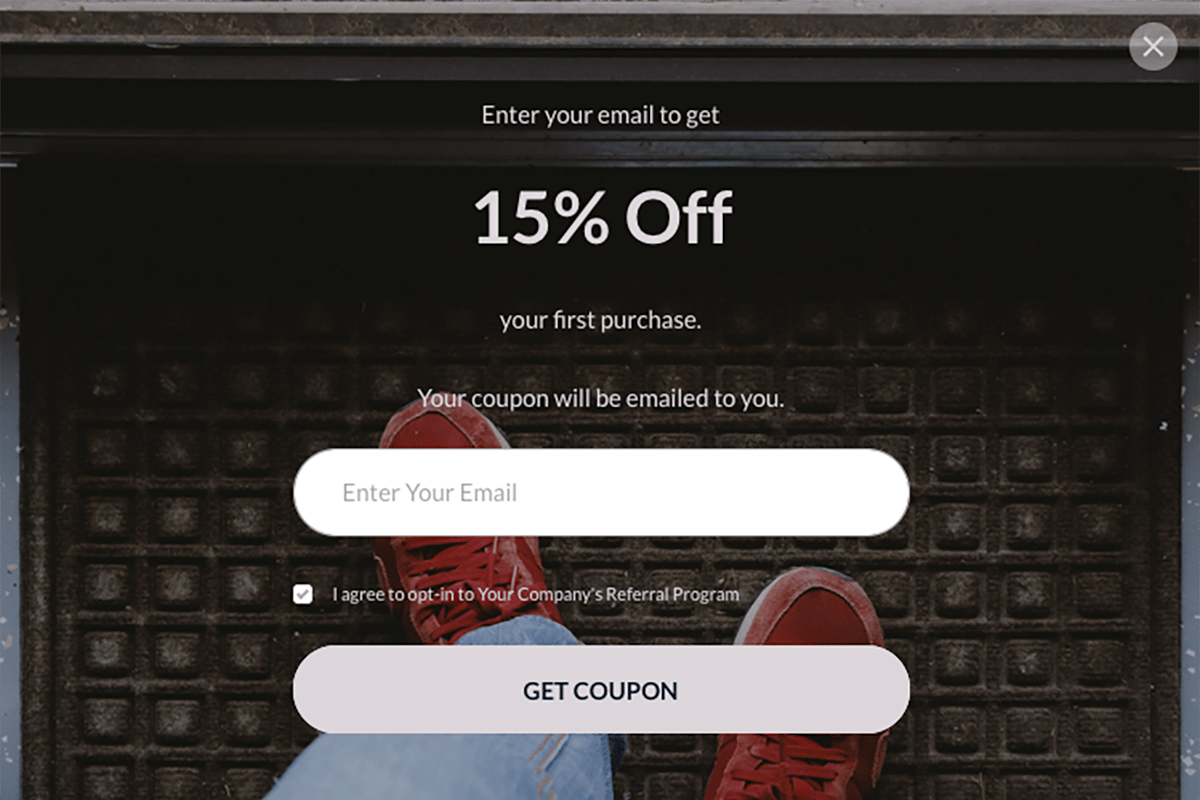 Screenshot showing The email capture popup is what prompts visitors to enter their information and opt-in to marketing emails. After the user enters their email and it passes...