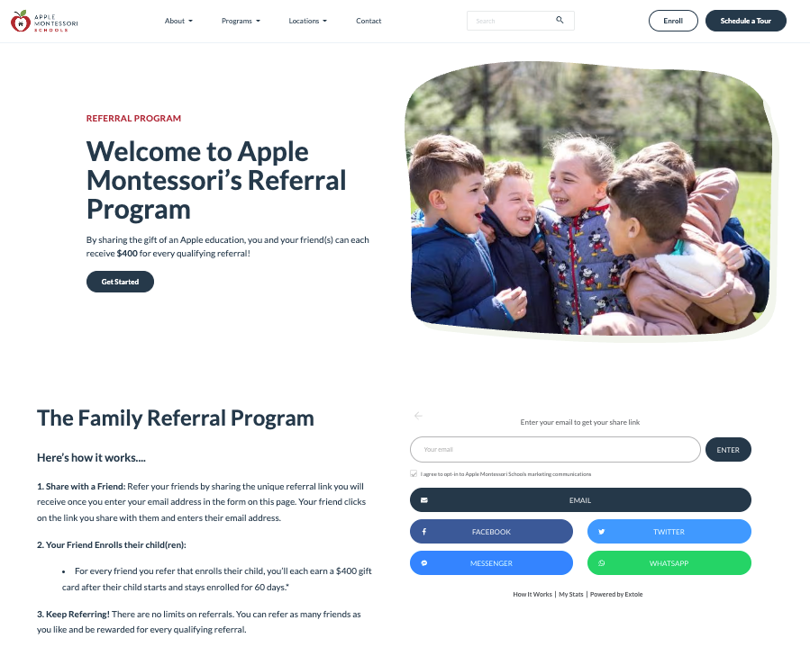 Screenshot showing Example: Apple Montessori Schools