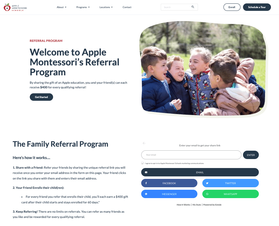 Screenshot showing Example: Apple Montessori Schools