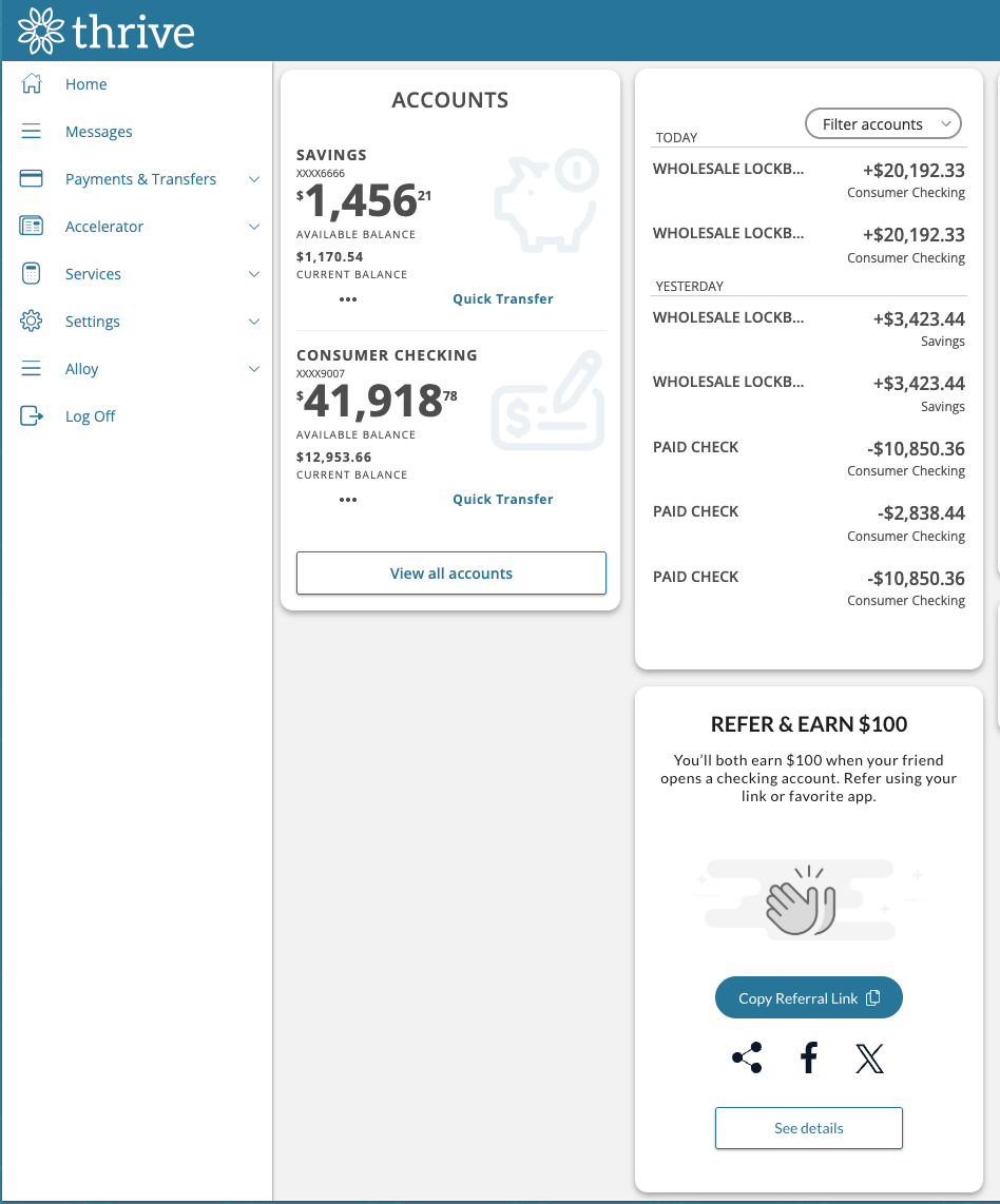 The content block icnludes several native sharing options. Clicking on "See details" takes the user to a referral microsite thats embedded into online banking via SSO (see below.)