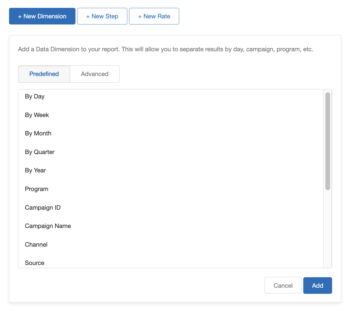Screenshot showing Search for the Metrics report and click on it to begin the report creation process.