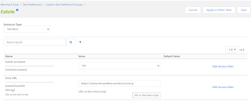 Screenshot showing For the Extole activated option, select Yes from the dropdown menu.