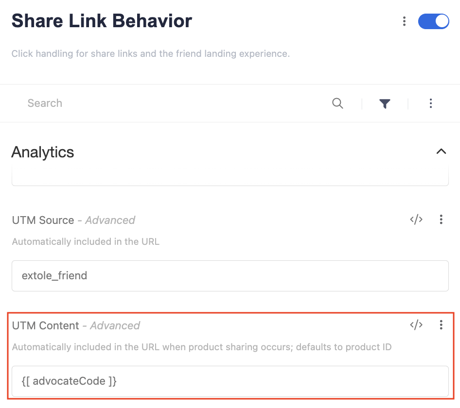 Screenshot showing utmcontent