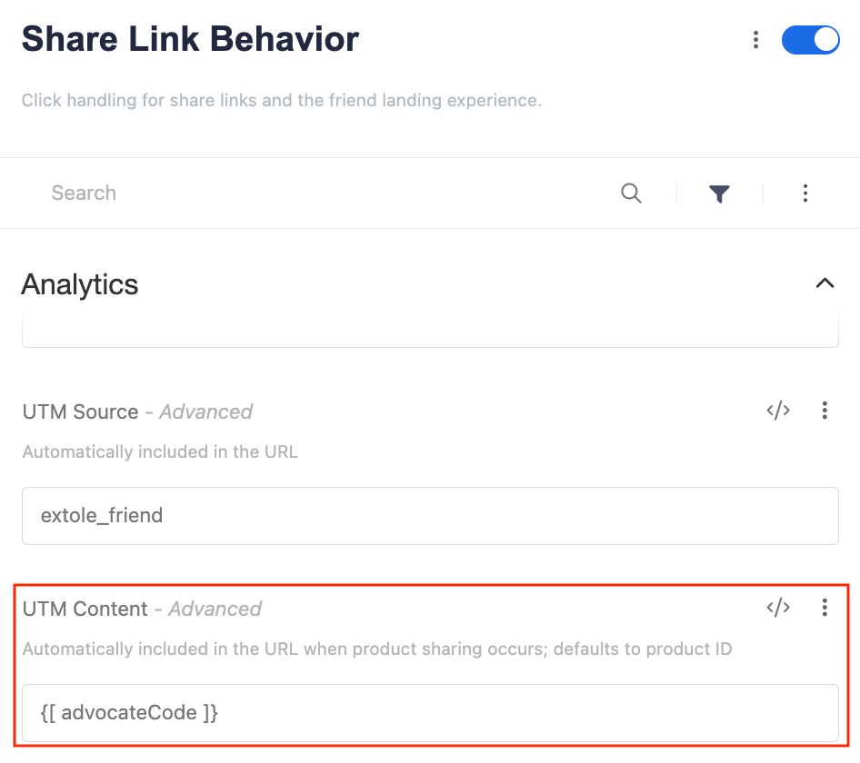 Screenshot showing utmcontent