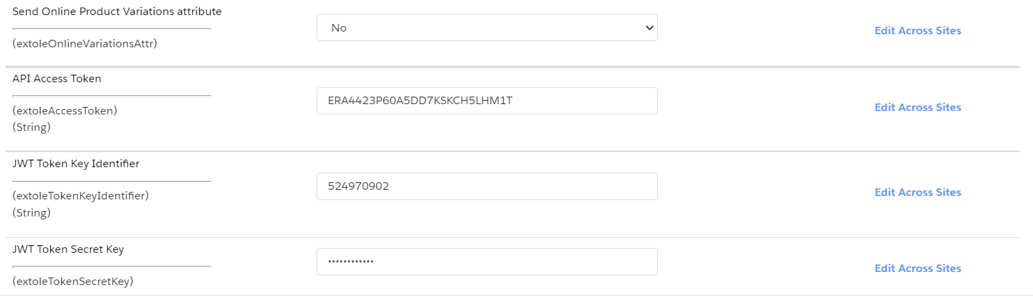 Screenshot showing For the Send Online Product Variations attribute, select No from the dropdown menu.