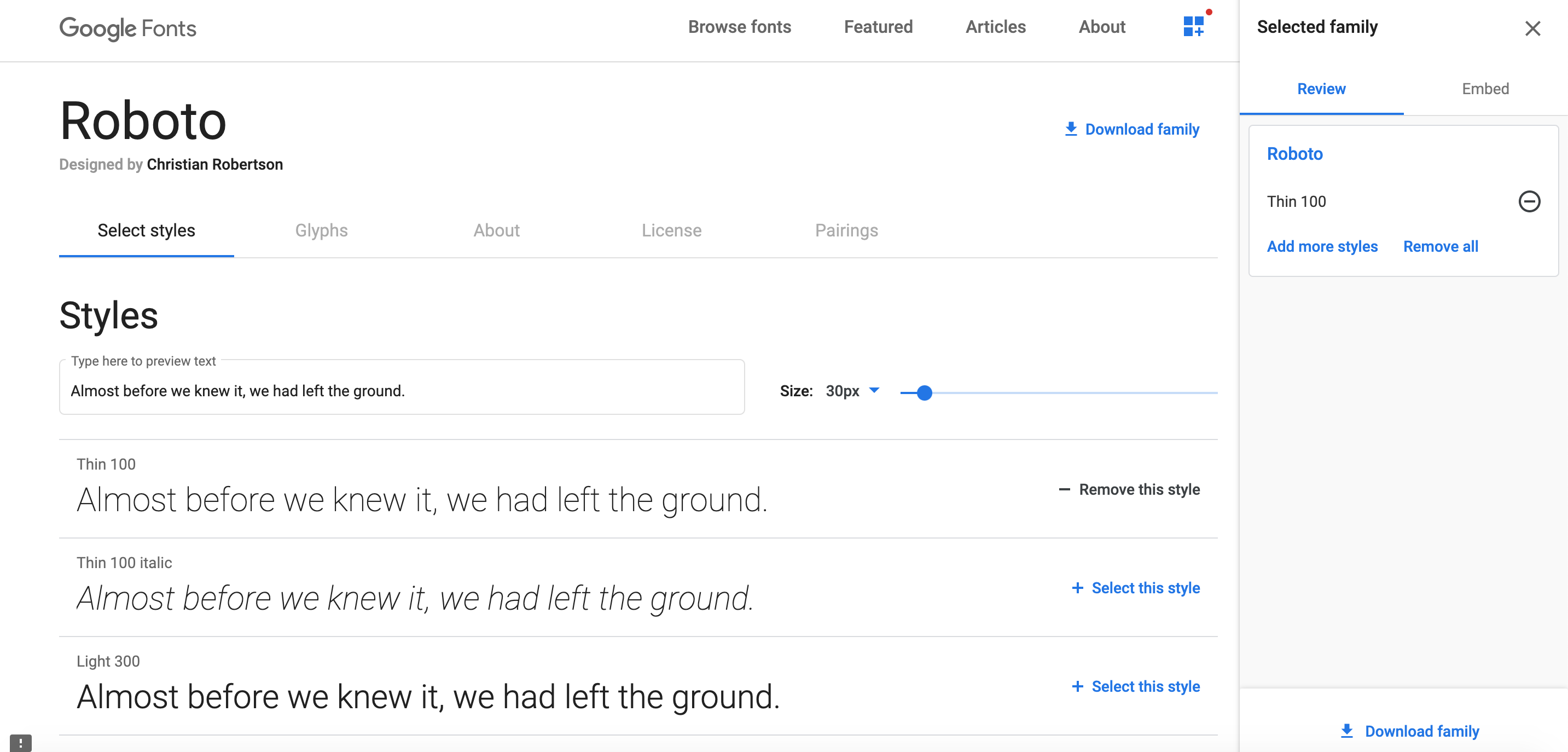 Screenshot showing When you click on the "+" sign you'll see "1 Family Selected" - click on that to expand it.