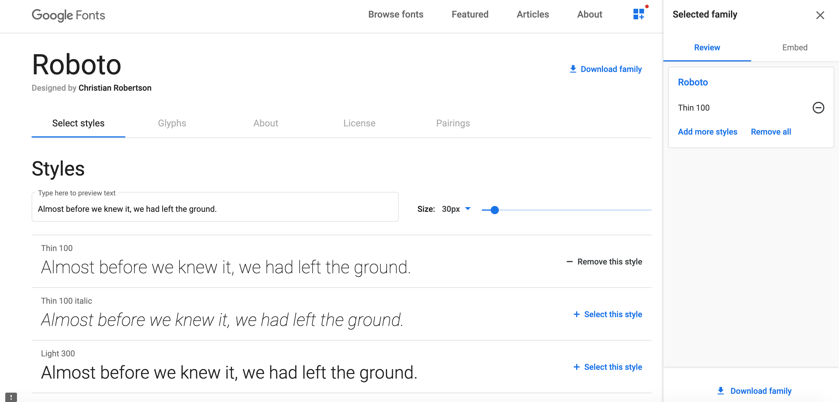 Screenshot showing When you click on the "+" sign you'll see "1 Family Selected" - click on that to expand it.