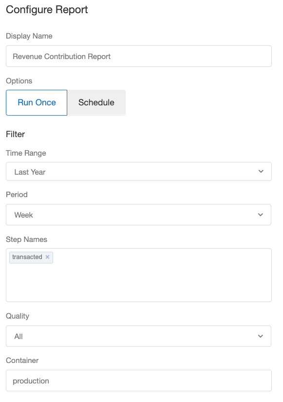 Screenshot showing Note: Both registrations and conversions are transacted events, so if you have both events in your program, you may want to change the step pulled in this...