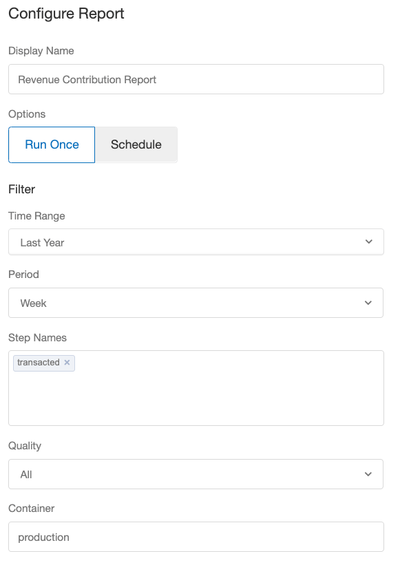 Screenshot showing Note: Both registrations and conversions are transacted events, so if you have both events in your program, you may want to change the step pulled in this...