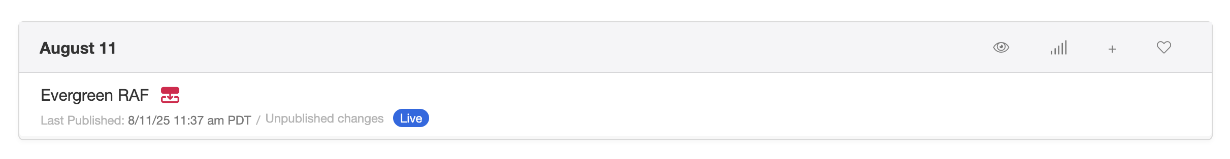 Campaign list row showing the flow icon next to the campaign name