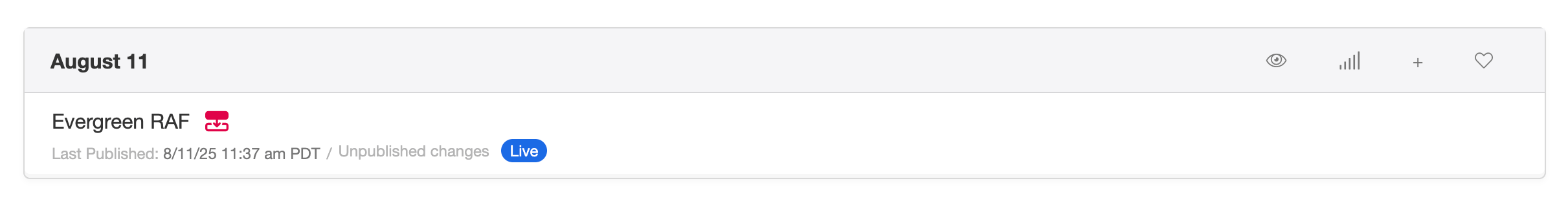 Campaign list row showing the flow icon next to the campaign name