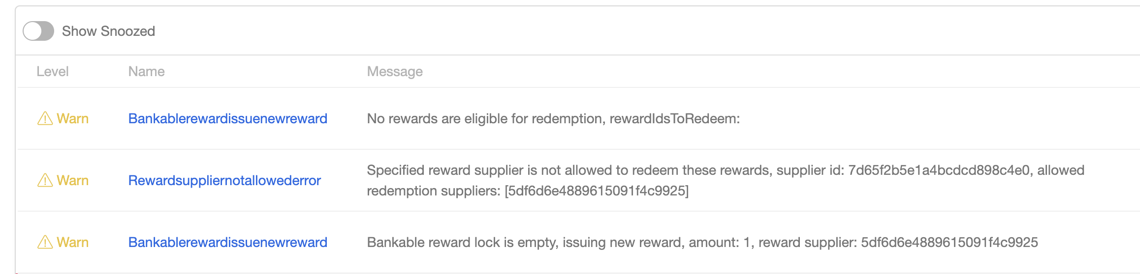 Screenshot showing | Notification Level | SOME (Warning) |