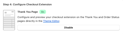 Screenshot showing Navigate to the Extole App admin in Shopify and enable the Checkout Extension.
