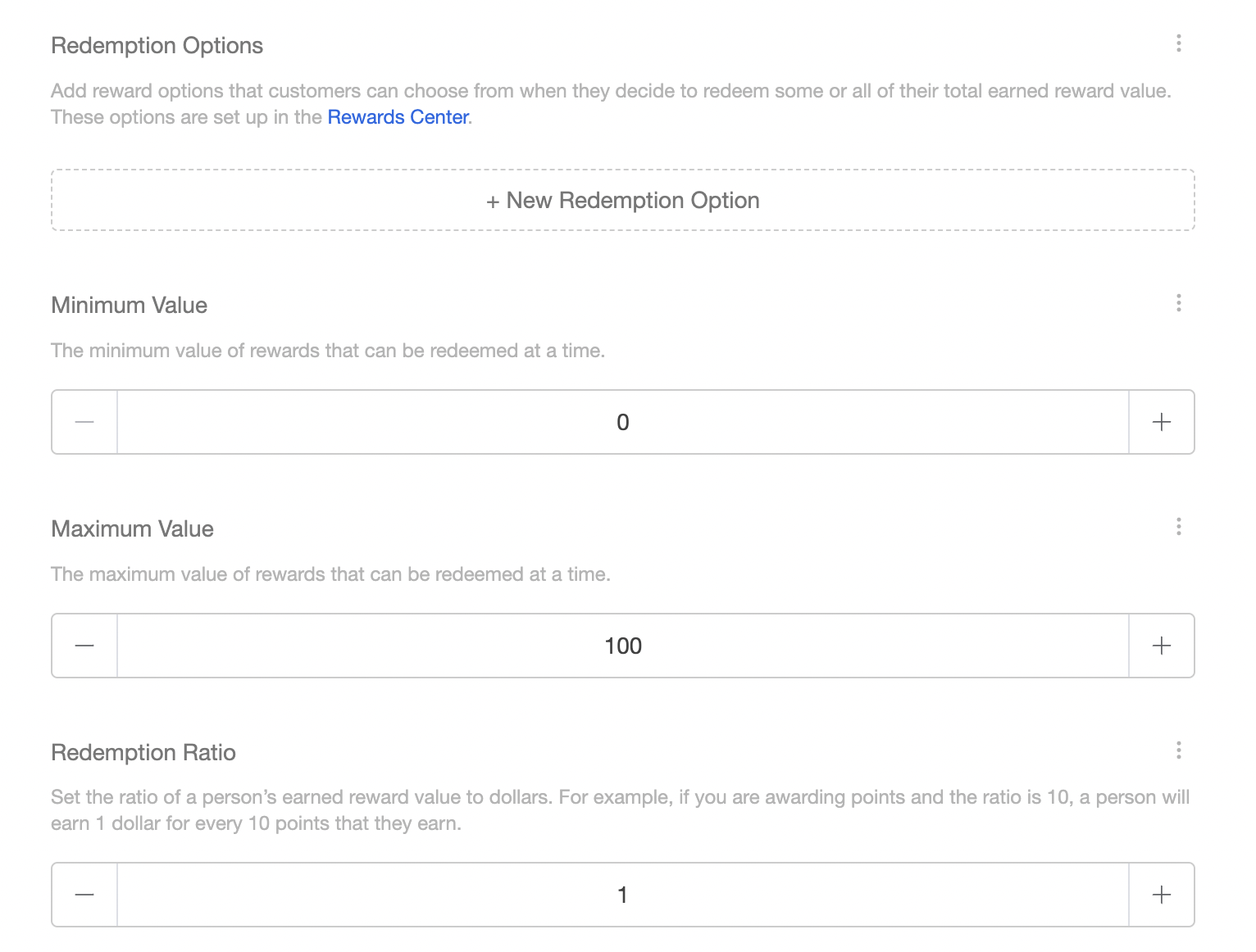 Screenshot showing Example: With a 10-point ratio, users earn $1 for every 10 points