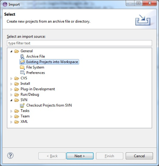 Screenshot showing Import the downloaded cartridge ZIP file. On the import screen, select the folders intextole and intextolesfra.