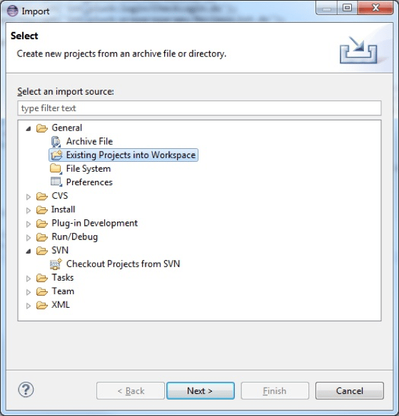 Screenshot showing Import the downloaded cartridge ZIP file. On the import screen, select the folders intextole and intextolesfra.