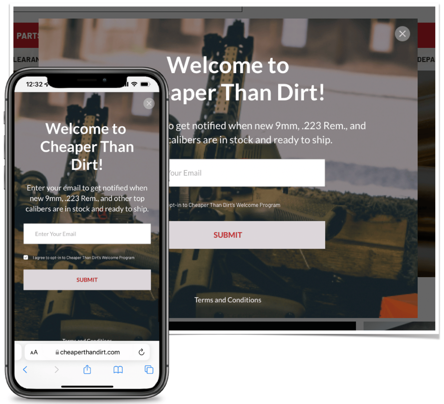 Screenshot showing Our Welcome Offer program for Cheaper Than Dirt was designed with the aim to increase their marketing list, with the caveat that they couldn’t offer a...