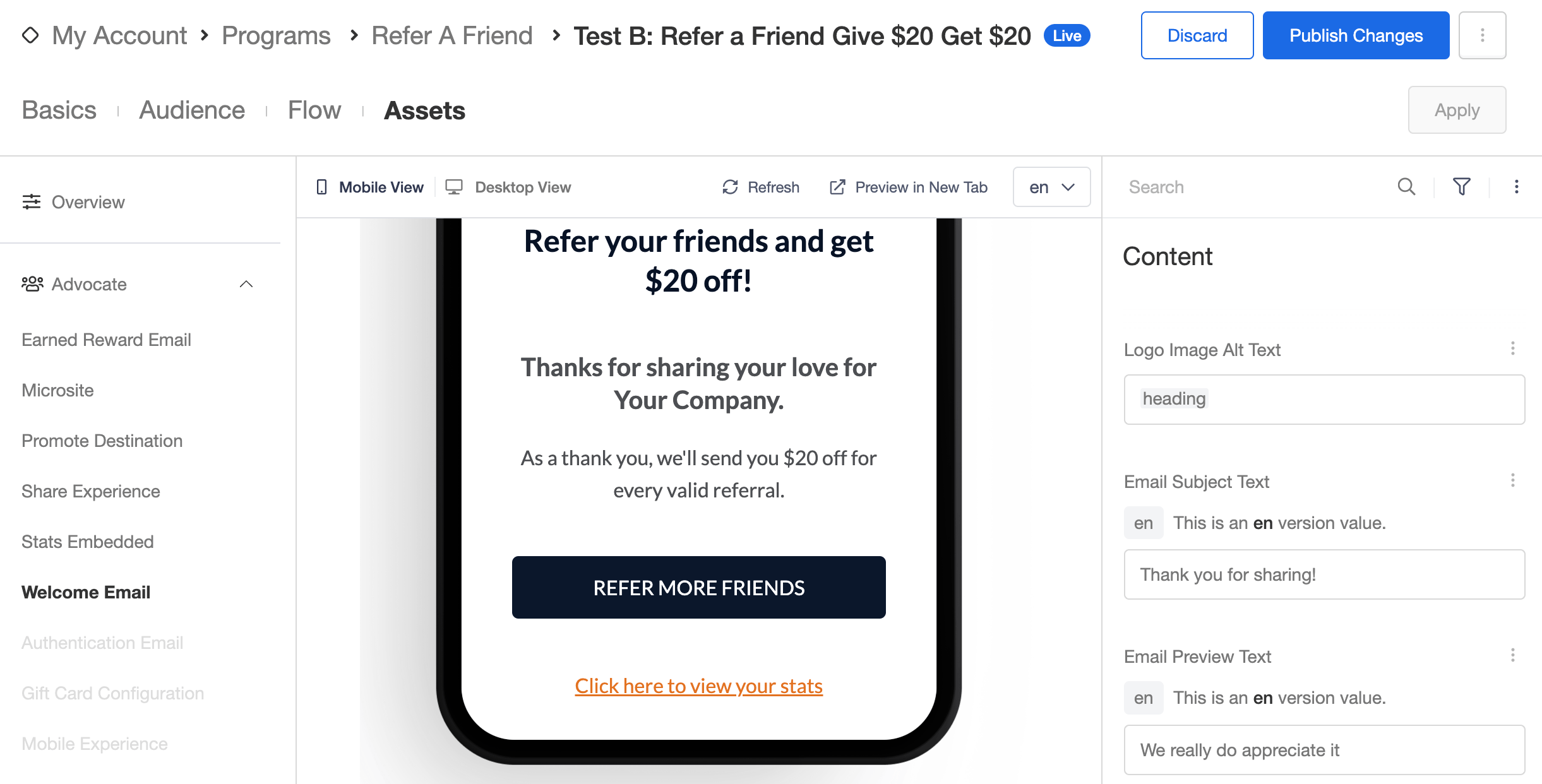 Screenshot showing Launch your test. Once you've published all your changes to the variant in your Campaign Editor, find the menu in the top right corner of the page. From the...