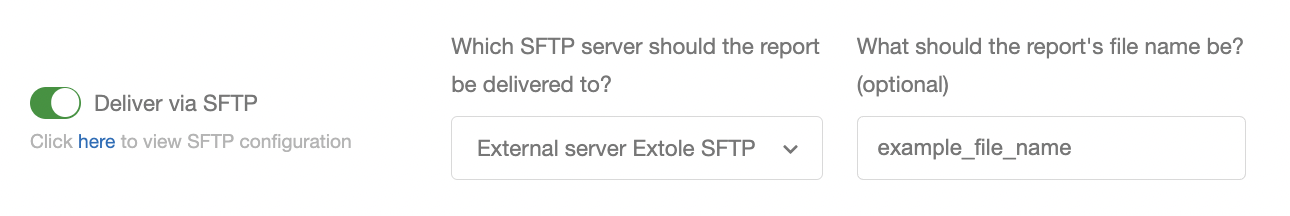 Screenshot showing Click on the "Advanced" section at the bottom of the report configuration page. Here, you can choose which server you would like the report delivered to and...