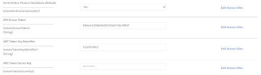Screenshot showing For the Send Online Product Variations attribute, select No from the dropdown menu.