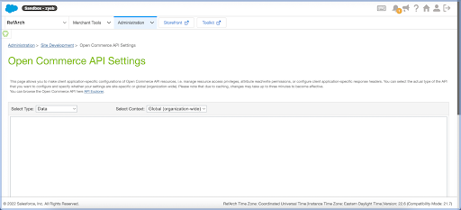 Screenshot showing From the Select Type dropdown, choose Data. Leave the Select Context dropdown set to Global (organization-wide).