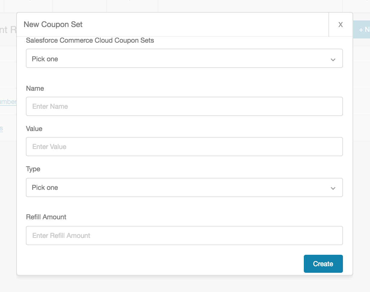 Screenshot showing Click the + New Reward button in the top right corner of the page and select Salesforce Commerce Cloud.