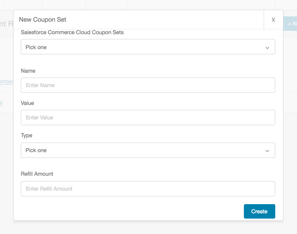 Screenshot showing Click the + New Reward button in the top right corner of the page and select Salesforce Commerce Cloud.