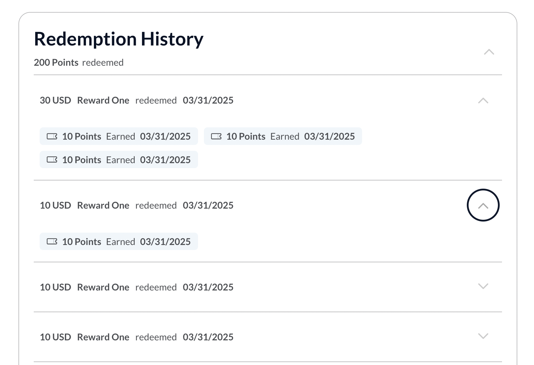 Screenshot showing All activity is recorded in the Redemption History, giving users full visibility into their reward journey.
