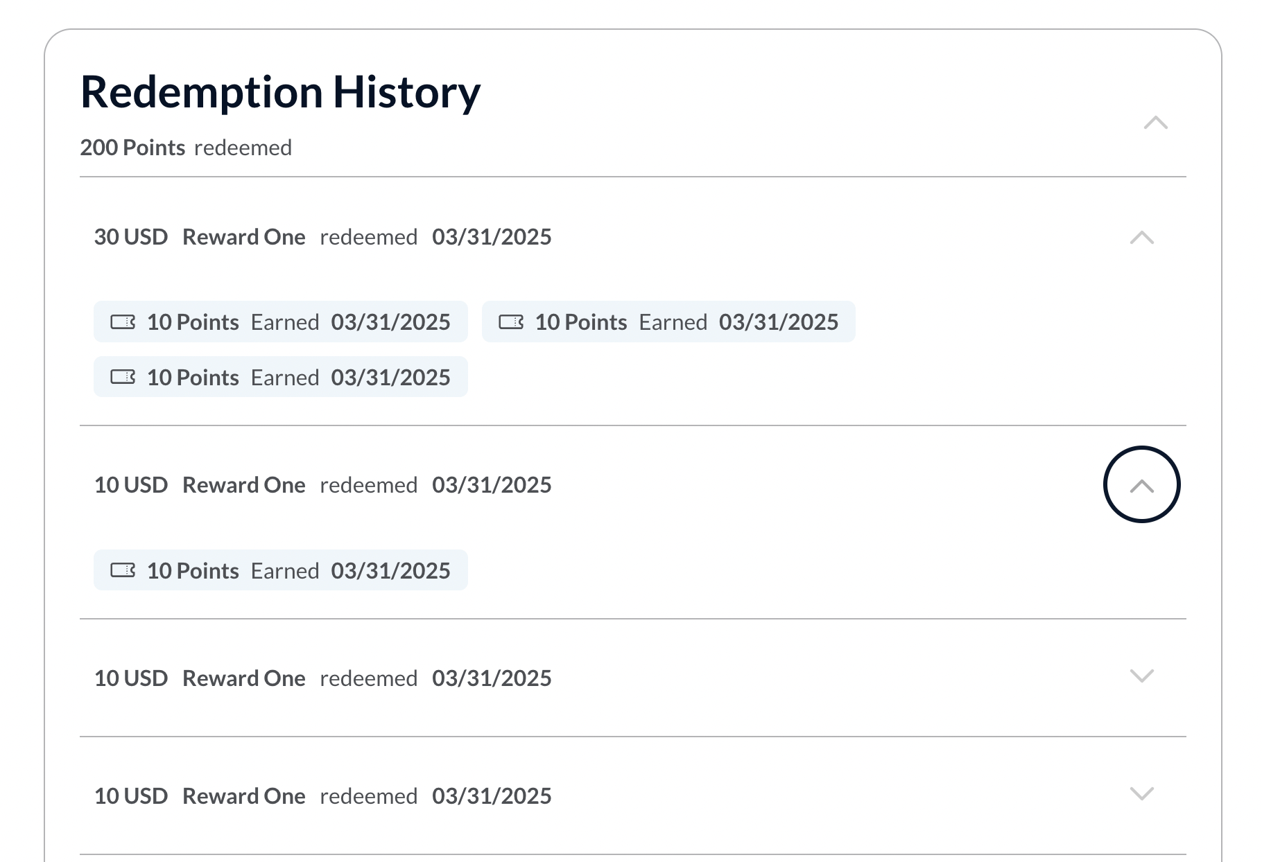 Screenshot showing All activity is recorded in the Redemption History, giving users full visibility into their reward journey.