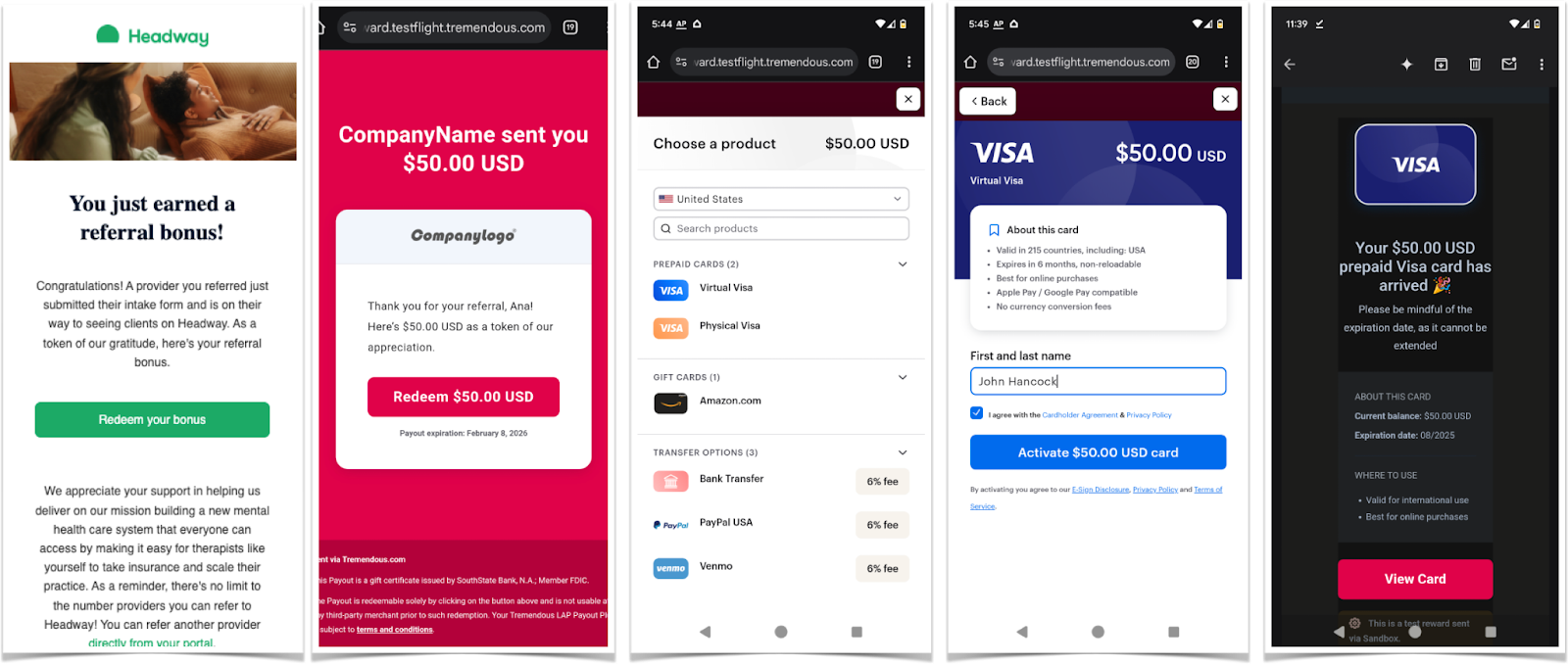 Screenshot showing When an Advocate or Friend earns a reward, they receive an Earned Reward Email from Extole. This email leads to a redemption page, where they can select from...