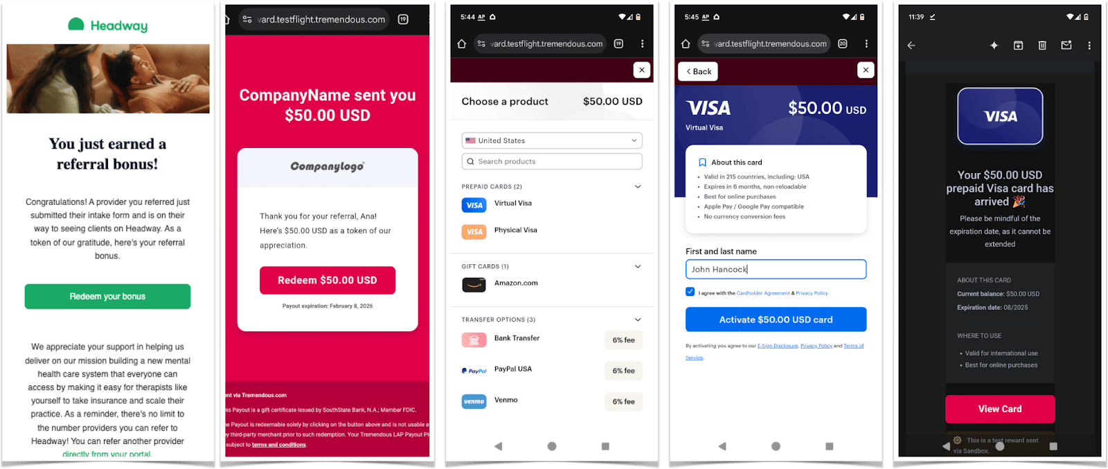 Screenshot showing When an Advocate or Friend earns a reward, they receive an Earned Reward Email from Extole. This email leads to a redemption page, where they can select from...