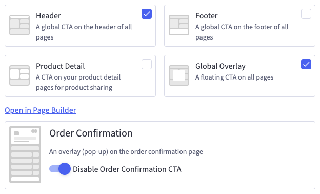 Screenshot showing Select the Marketing Tags wherever you'd like to market your program—Global Header, Global Footer, etc.