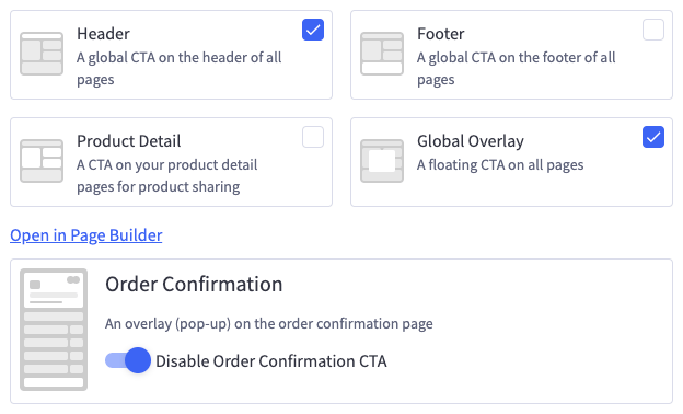 Screenshot showing Select the Marketing Tags wherever you'd like to market your program—Global Header, Global Footer, etc.